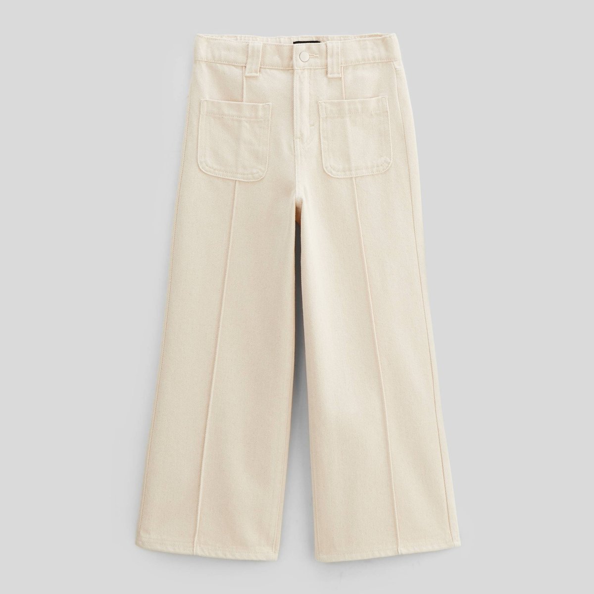 Pantalon large avec poche en coton naturel, MONOPRIX