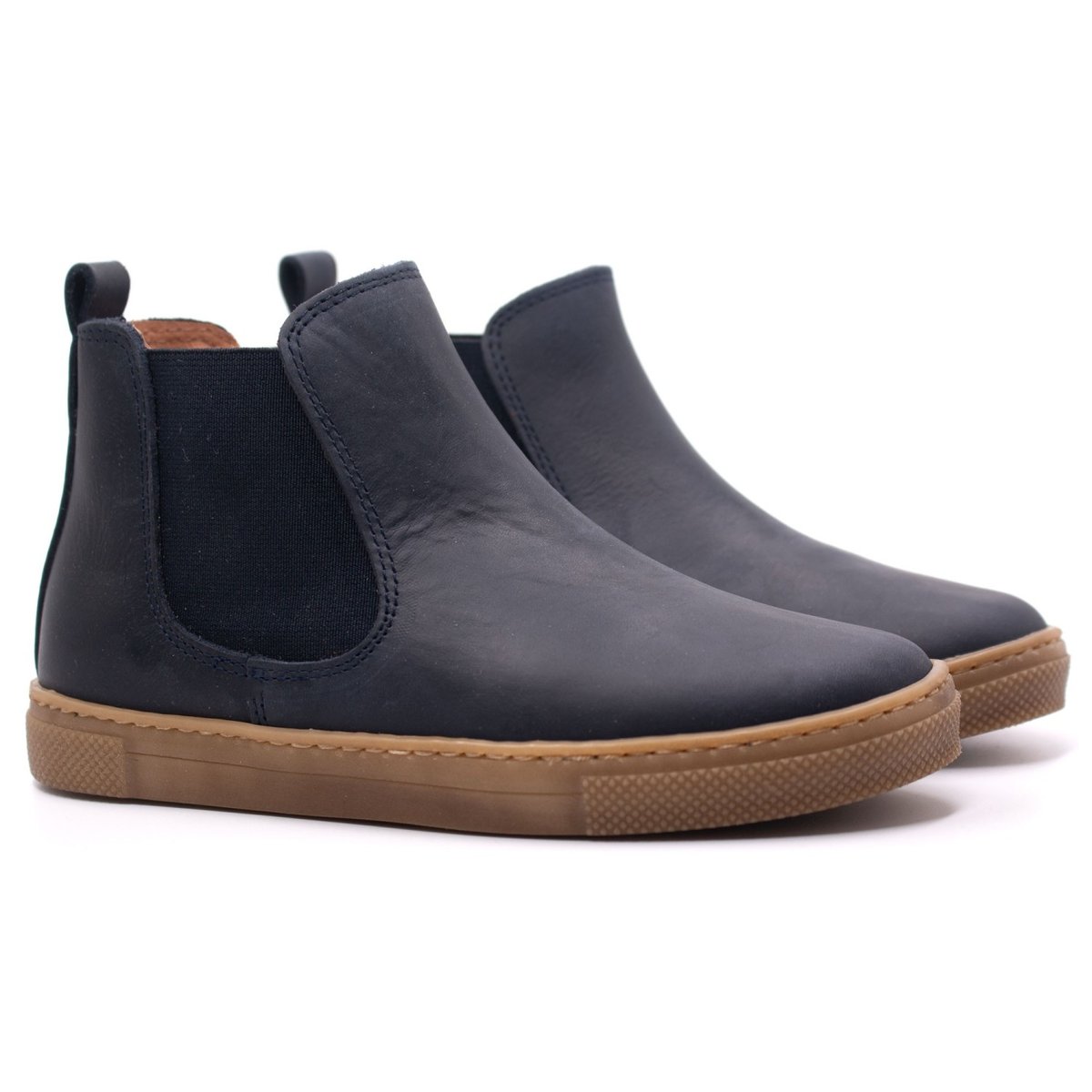 Boni Kola - boots enfant en cuir bleu marine, BONI&SIDONIE
