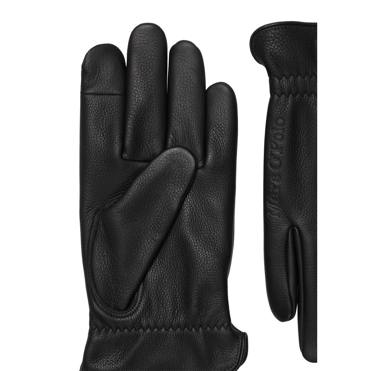 gants en cuir avec logo en relief noir, MARC O'POLO