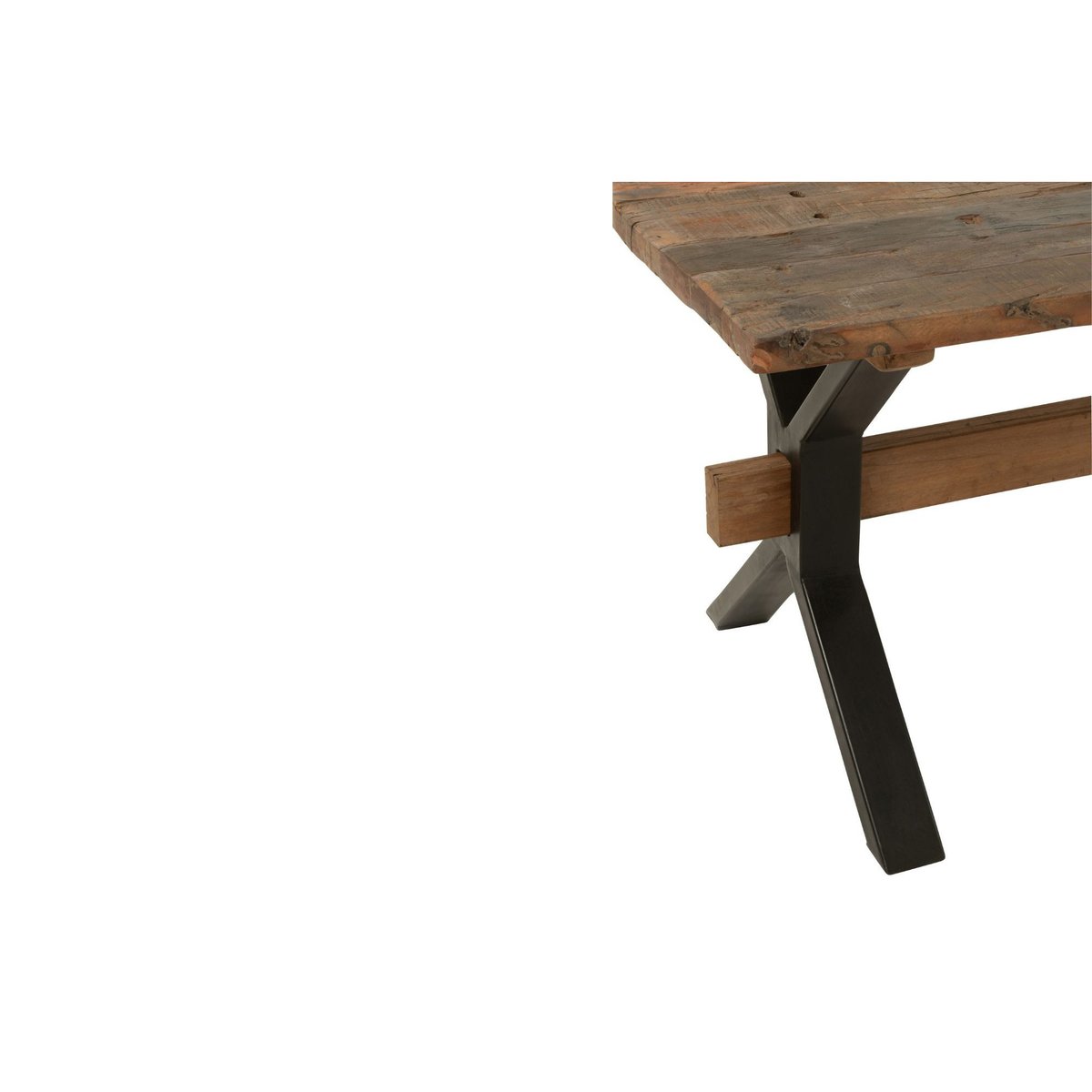 Table de ferme industriel en bois et pieds croisés métal L180 6 places - MARIE bois foncé, HELLIN, DEPUIS 1862