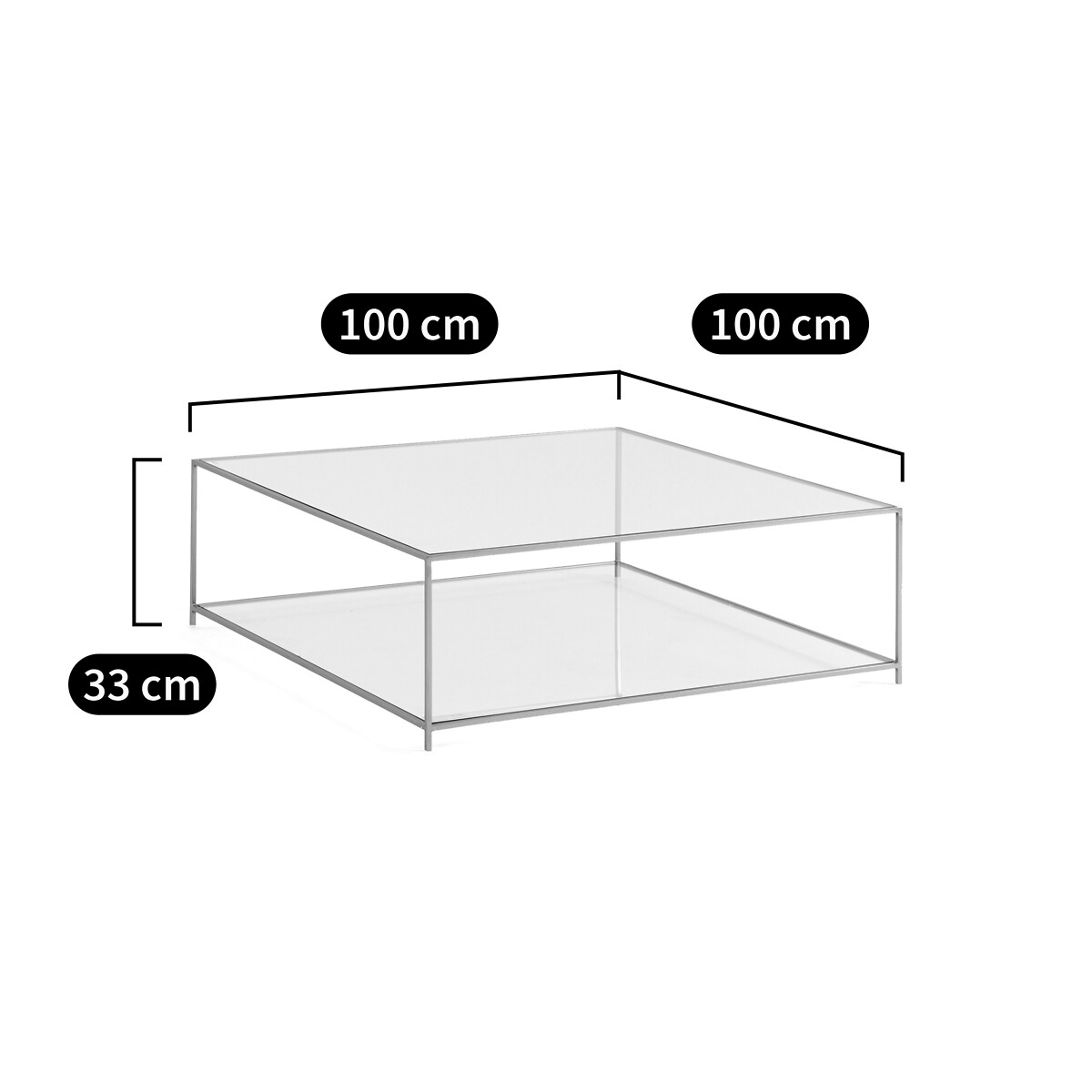 Table basse carrée verre trempé, Sybil laiton vieilli, AM.PM
