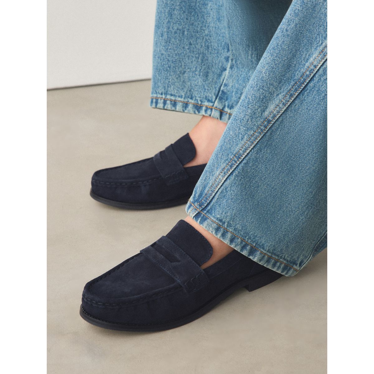 Mocassins forever comfort® en cuir bleu marine, NEXT