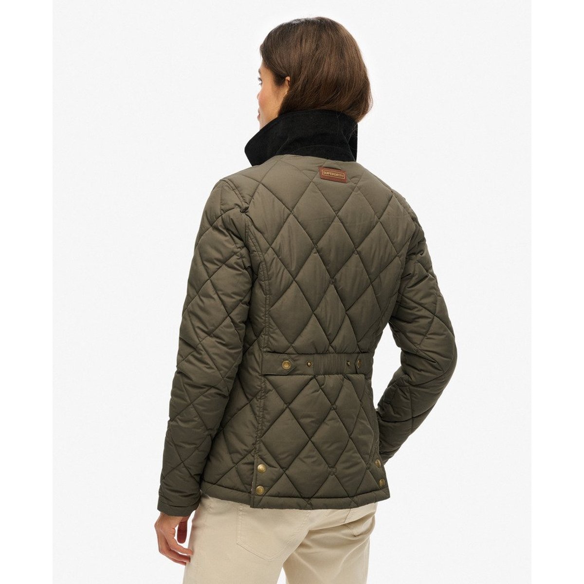 Veste Doublée à Bordure en Velours Côtelé kaki militaire, SUPERDRY