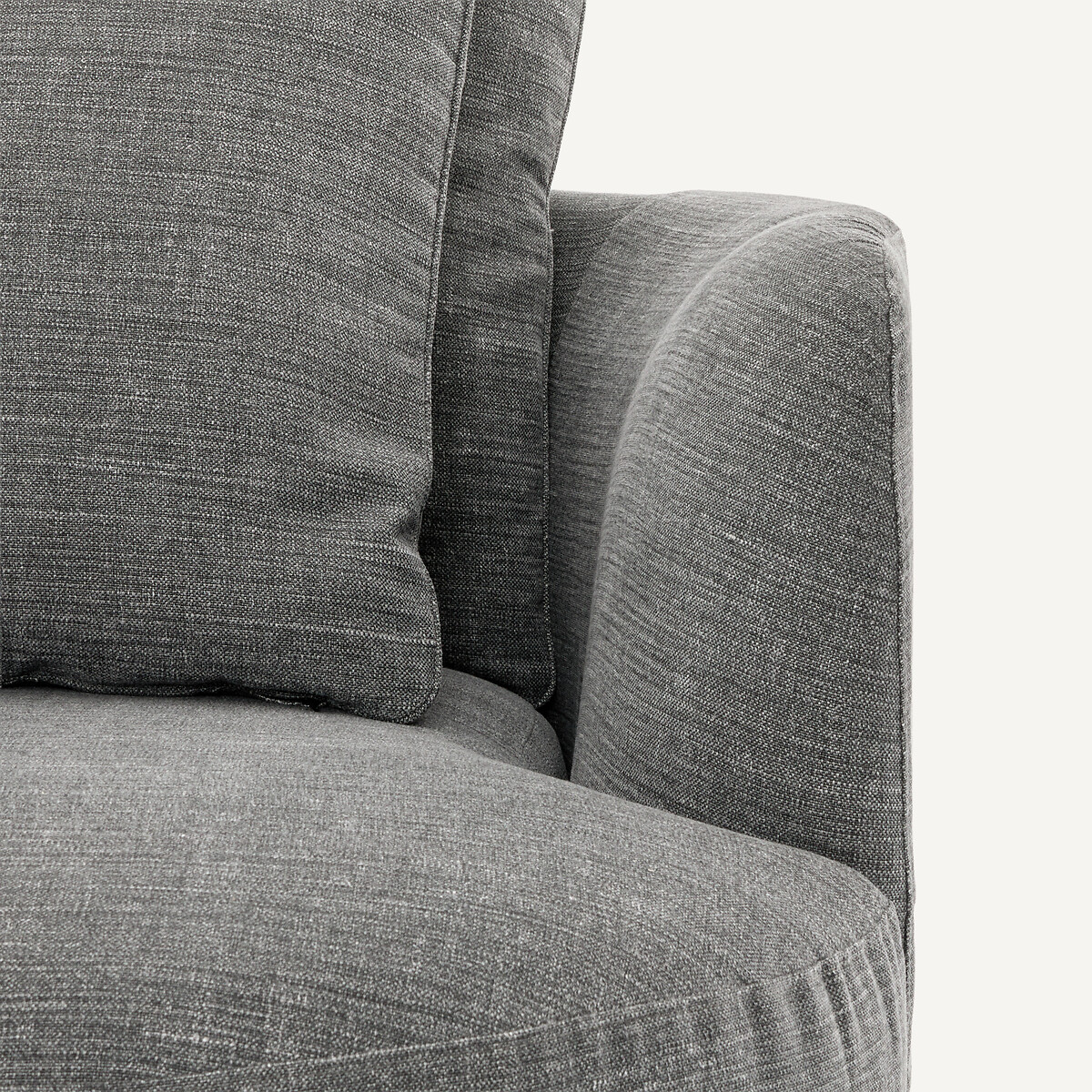 Demi-canapé droit, arrondi, modulable en coton et lin, TIBERIO anthracite, AM.PM