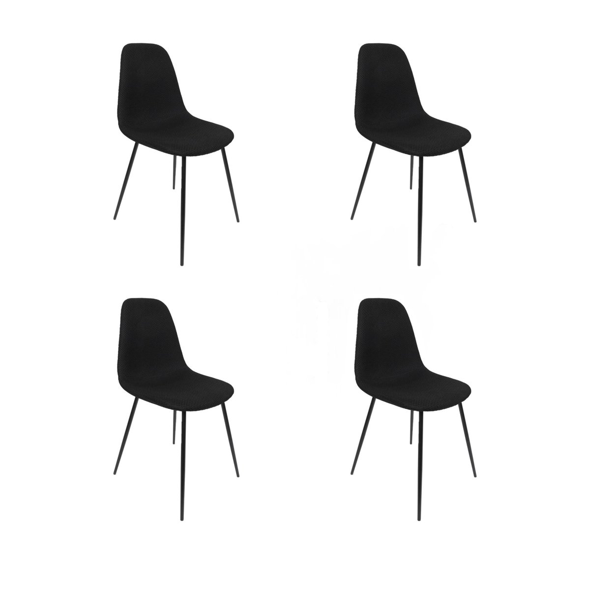 Lot de 4 chaises avec tissu texturé ATOME noir, TOILINUX
