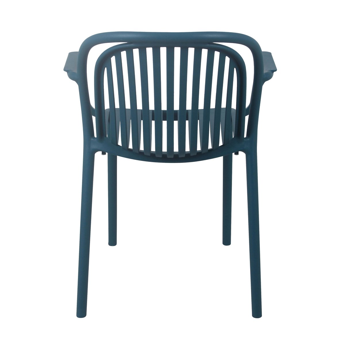 Lot de 4 fauteuils de terrasse en plastique, COPENHAGUE bleu canard, OVIALA