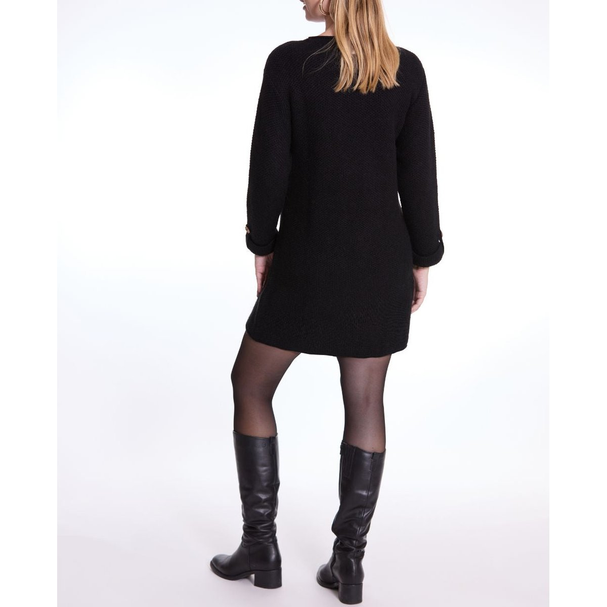 Robe pull de grossesse et d'allaitement Honey noir, CACHE COEUR