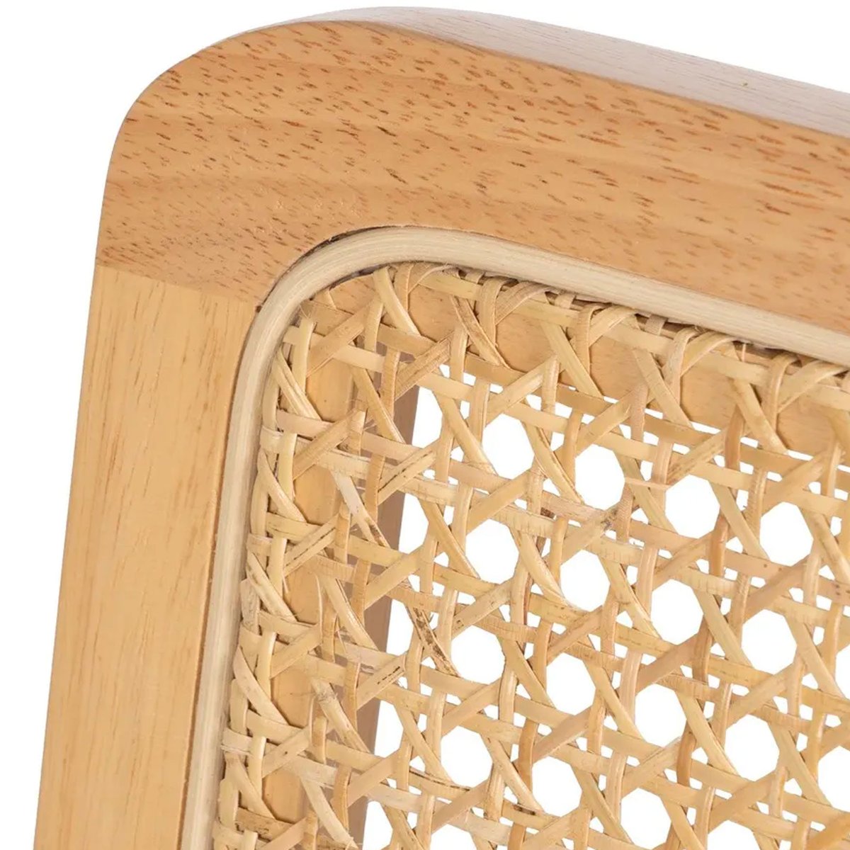 Chaise design bois, cannage osier et métal chromé 46x53x82cm bois, WADIGA