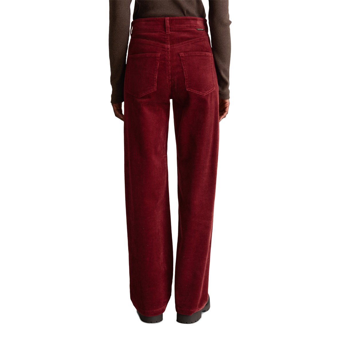 Pantalon en velours côtelé modèle Tomma wide en coton bio extensible rouge, MARC O’POLO DENIM