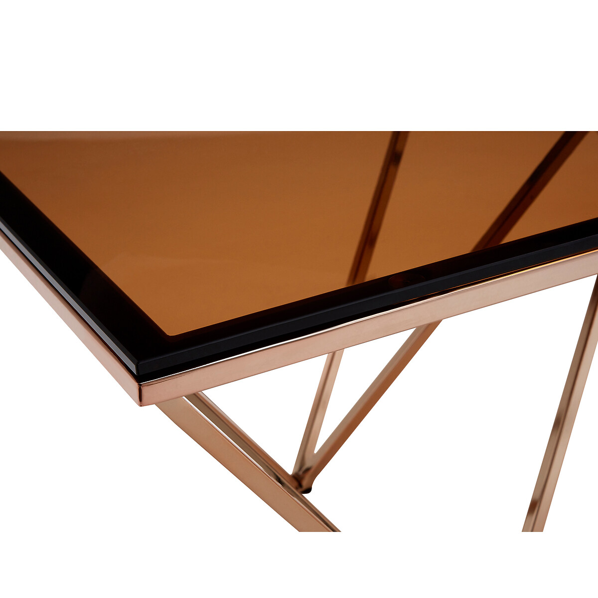 Amber Smoked Glass Coffee table with Champagne Metal Legs gold-coloured, SO'HOME