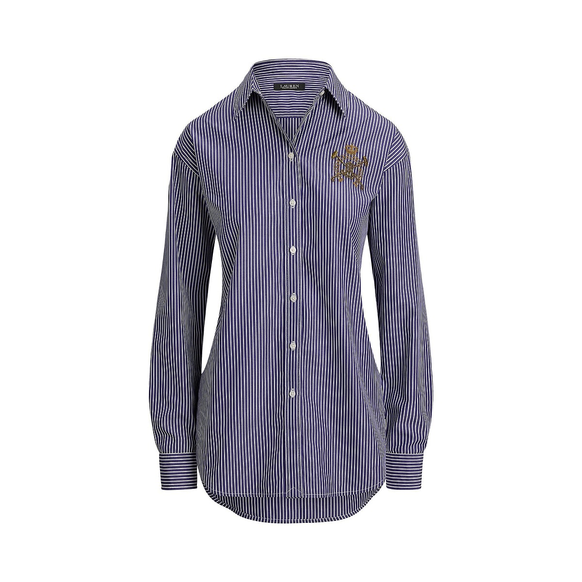 Gestreept overhemd met lange mouwen en geborduurd logo, KOTTA gestreept blauw/wit , LAUREN RALPH LAUREN