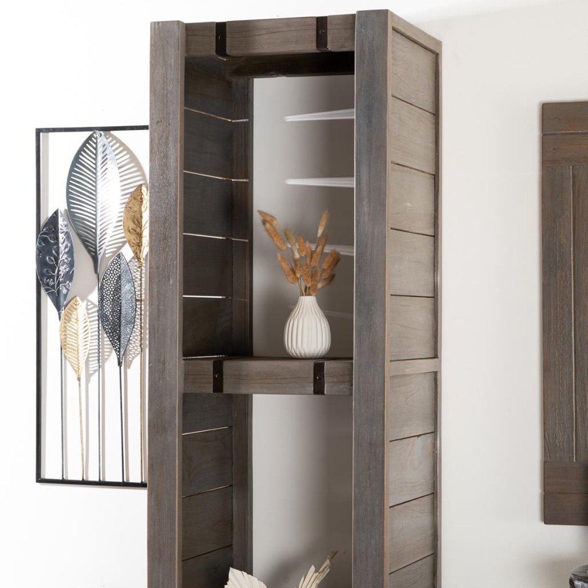 Colonne de en métal et bois rectangle 190 cm LOFT gris, WANDA COLLECTION