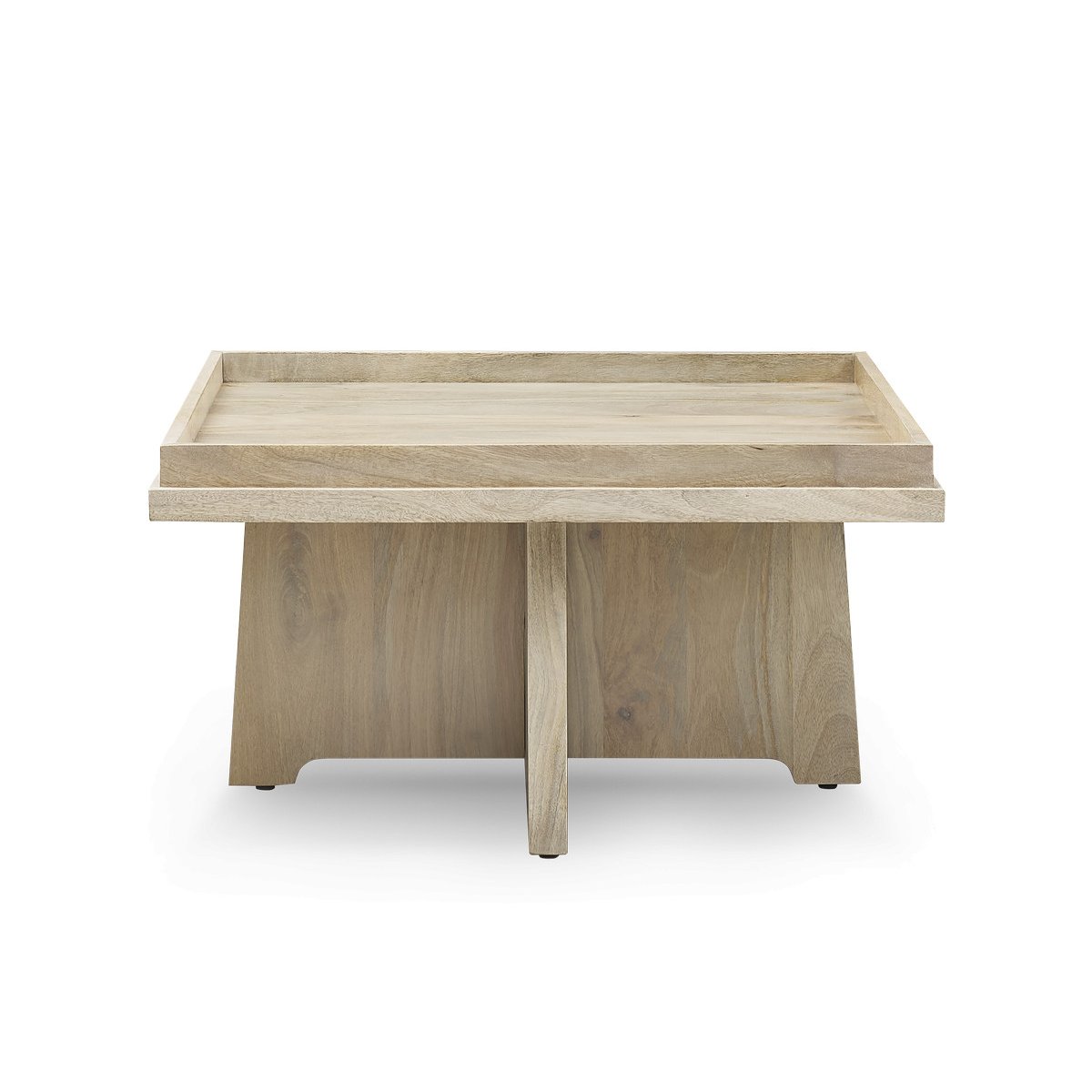 Table basse carrée en bois massif, ALBA marron clair, BOBOCHIC
