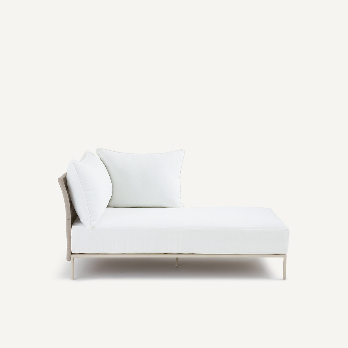 Méridienne réversible en sangles tressées, LEANDRA naturel/blanc, AM.PM