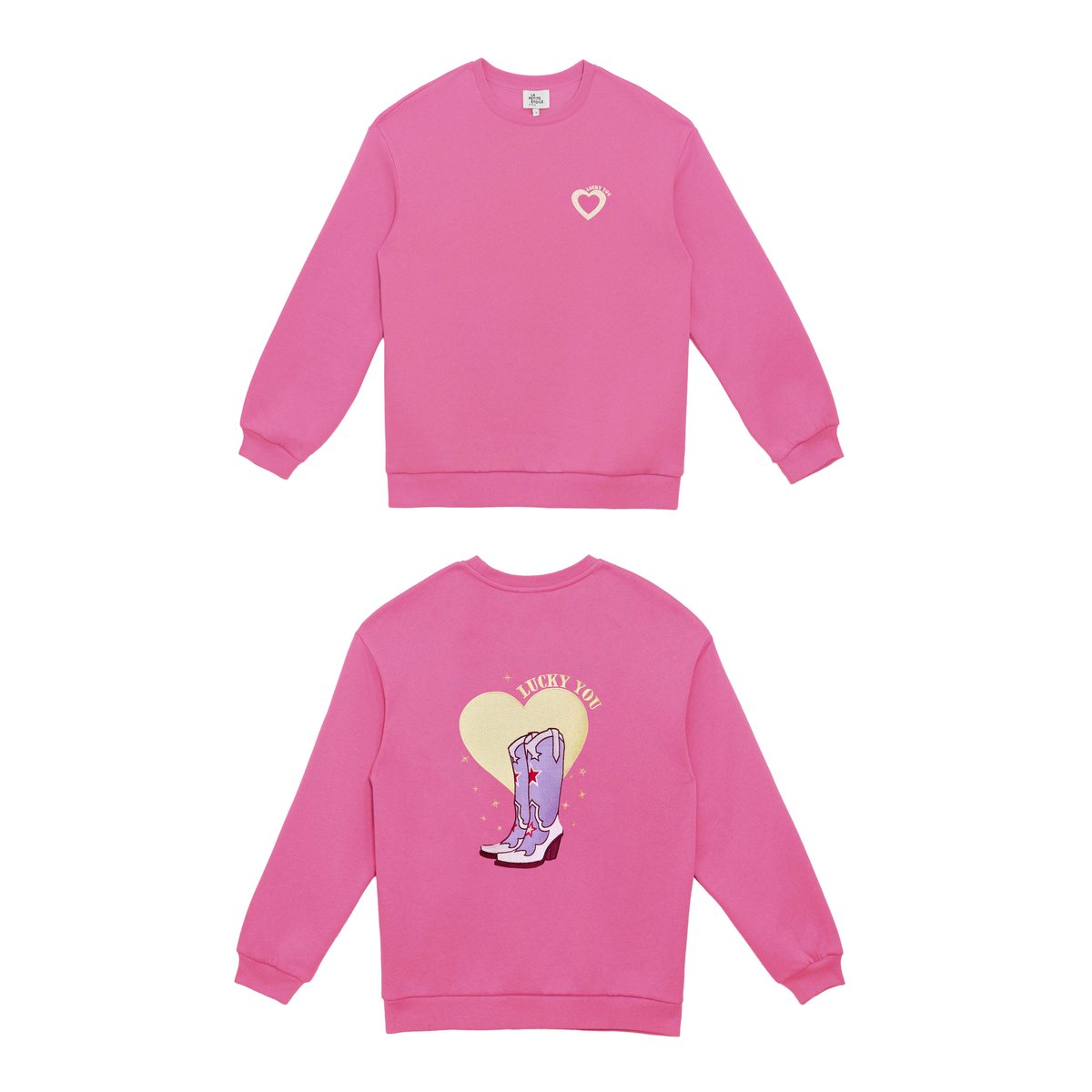 Sweat col rond imprimé broderie TUCKY 40-rose, LA PETITE ETOILE