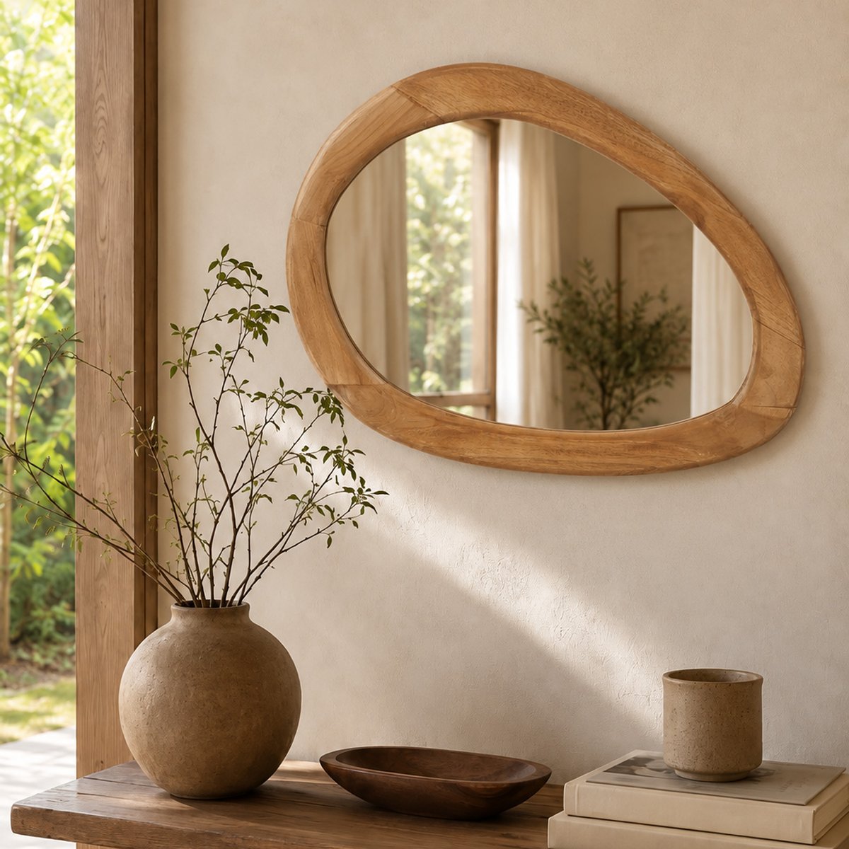 Miroir en teck ORGANIC beige, BAZAR BIZAR