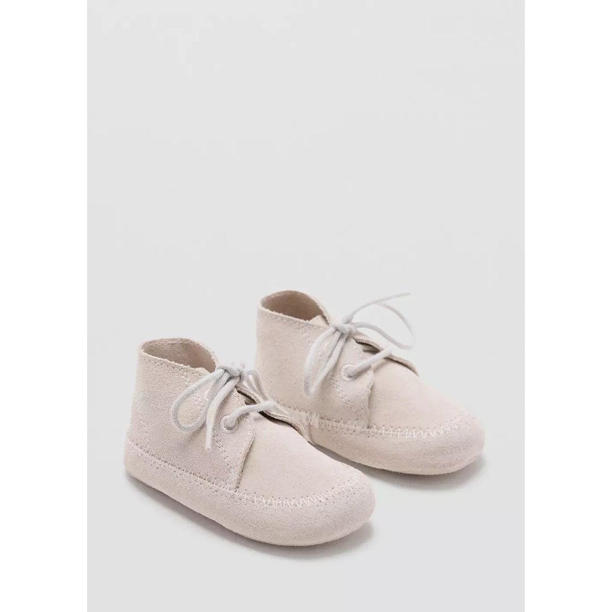 Bottines cuir lacets gris glacé, MANGO BABY