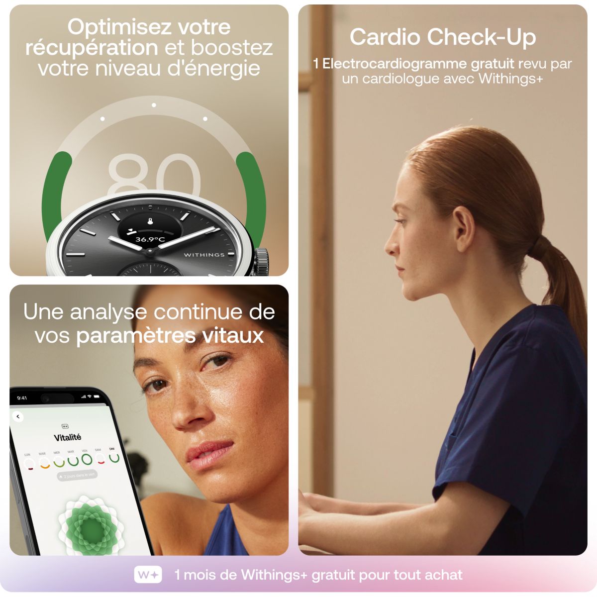Montre connectée Scanwatch 2 42 mm noir, WITHINGS
