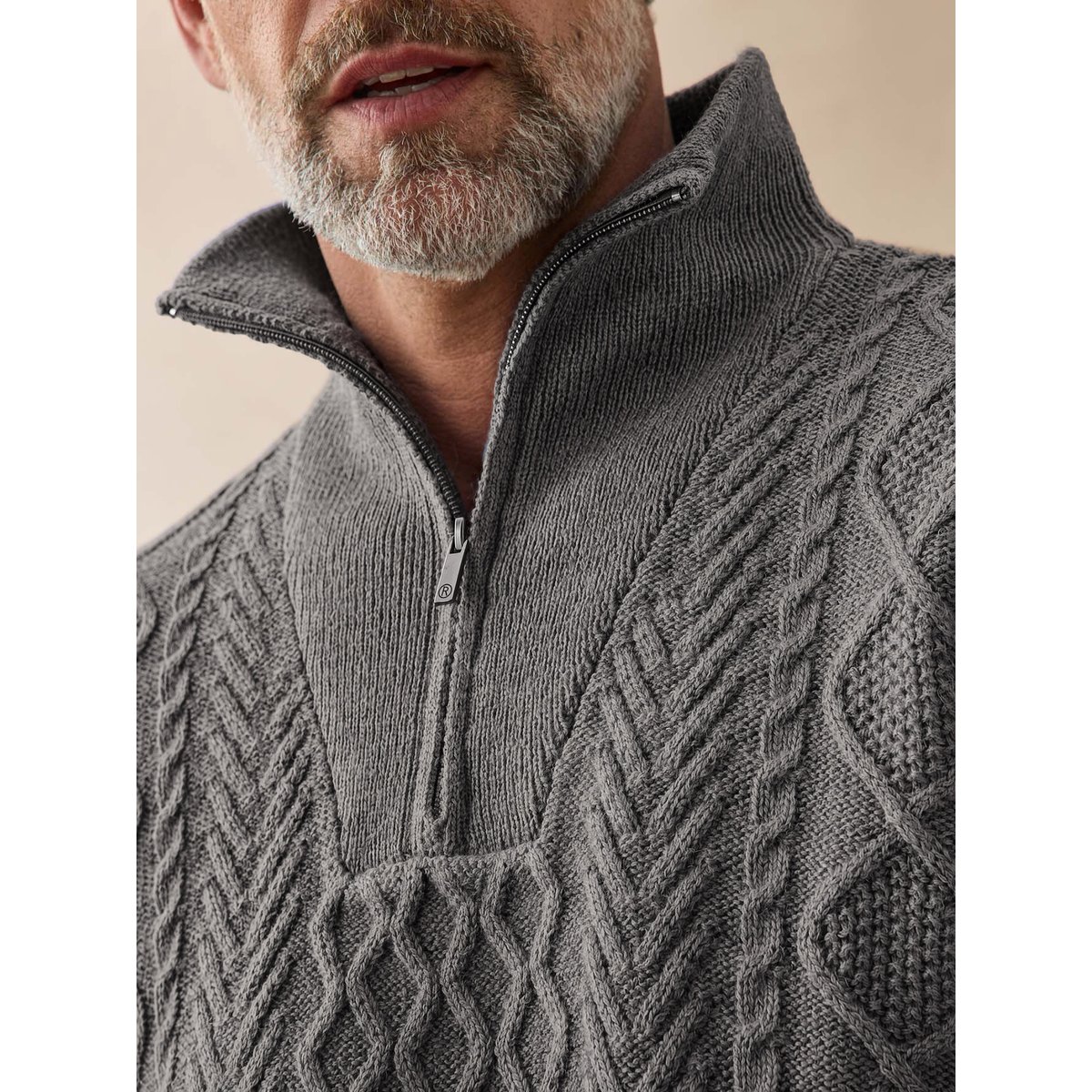 Pull camionneur zippé avec laine gris, DAXON