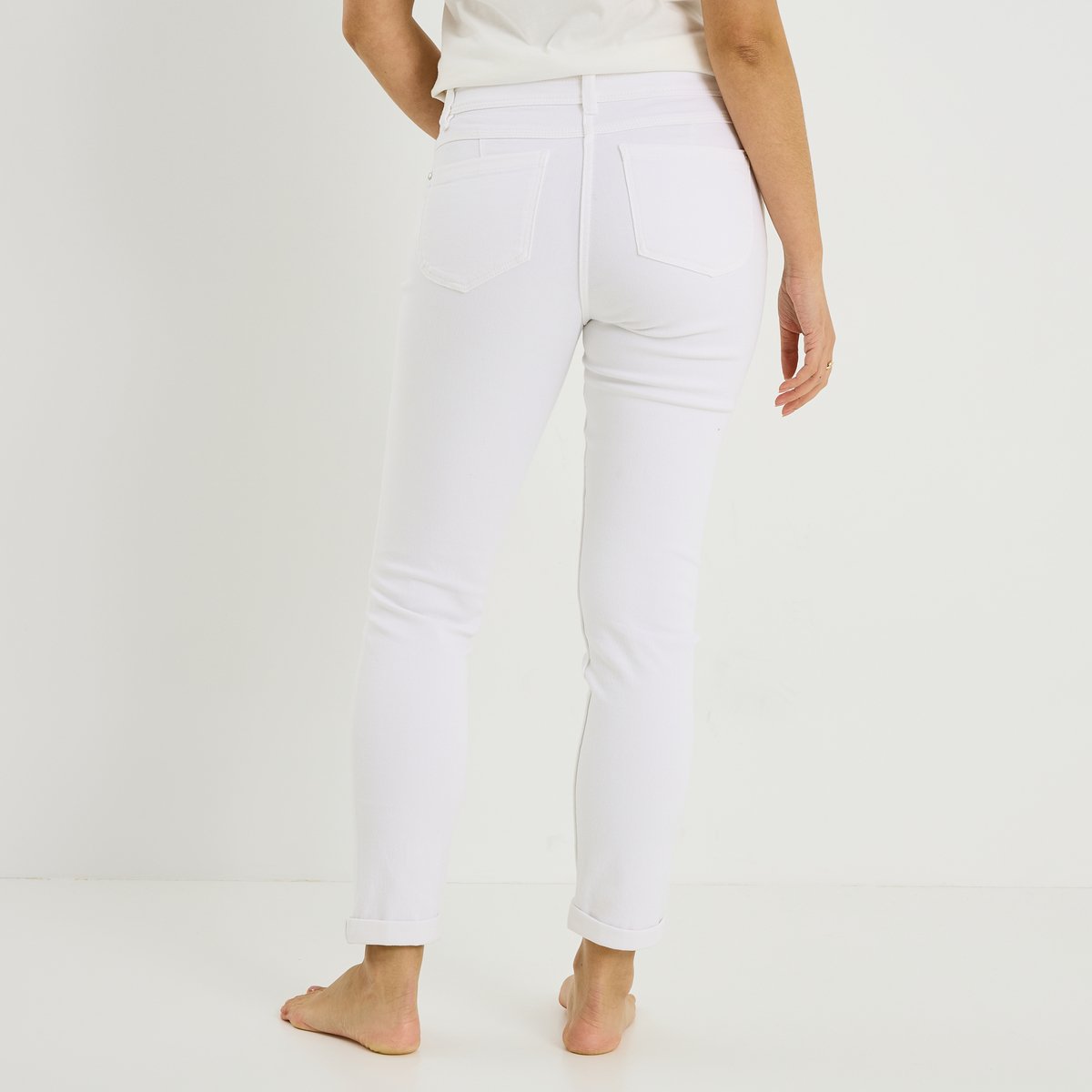 Jean slim raccourci TOKYO R01 blanc cassé blanc, GRAIN DE MALICE