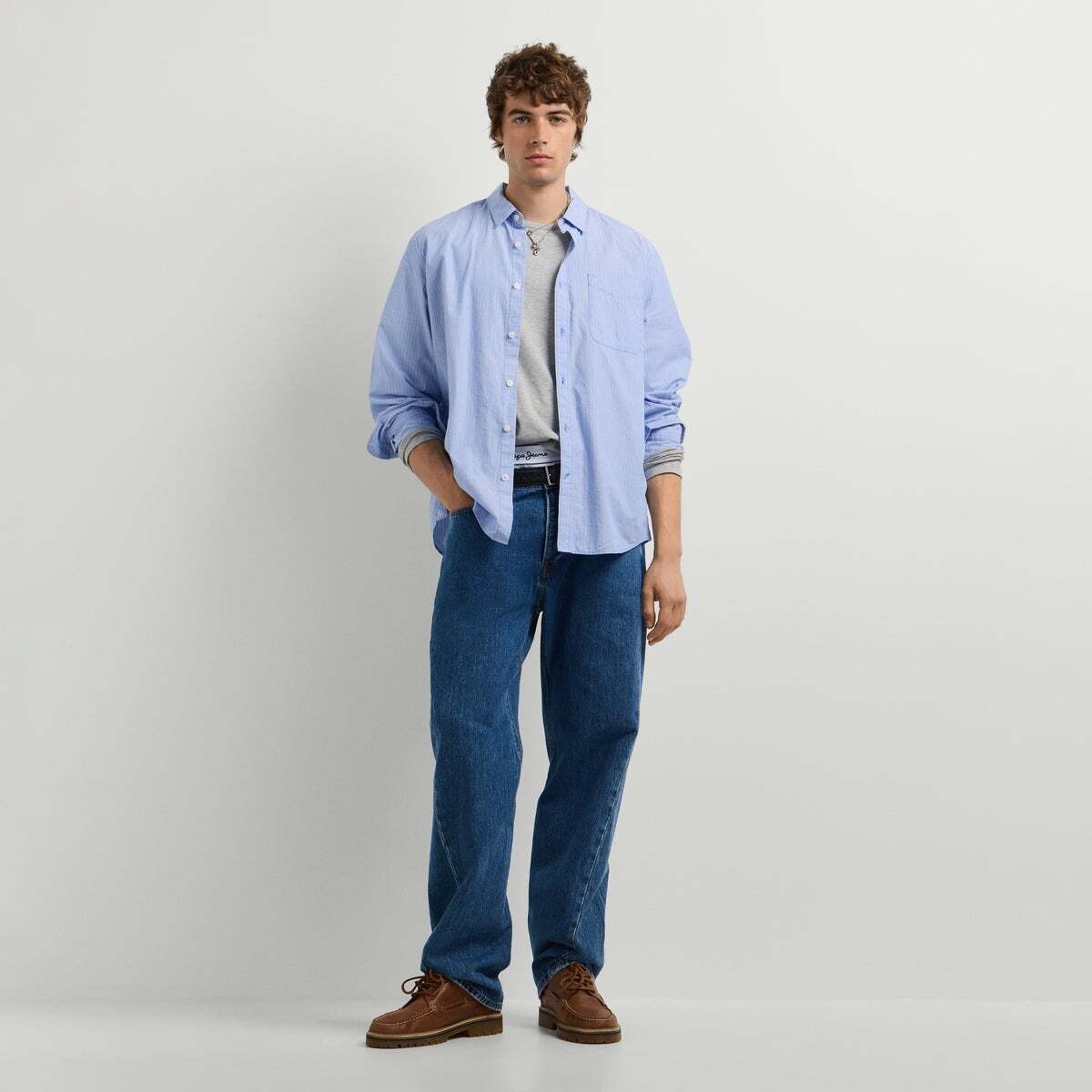 Chemise Coupe Regular À Rayures En Popeline bleu azur, PEPE JEANS