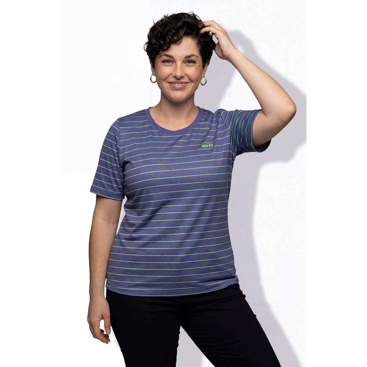 T-shirt technique rayé bleu nuit, ULLA POPKEN