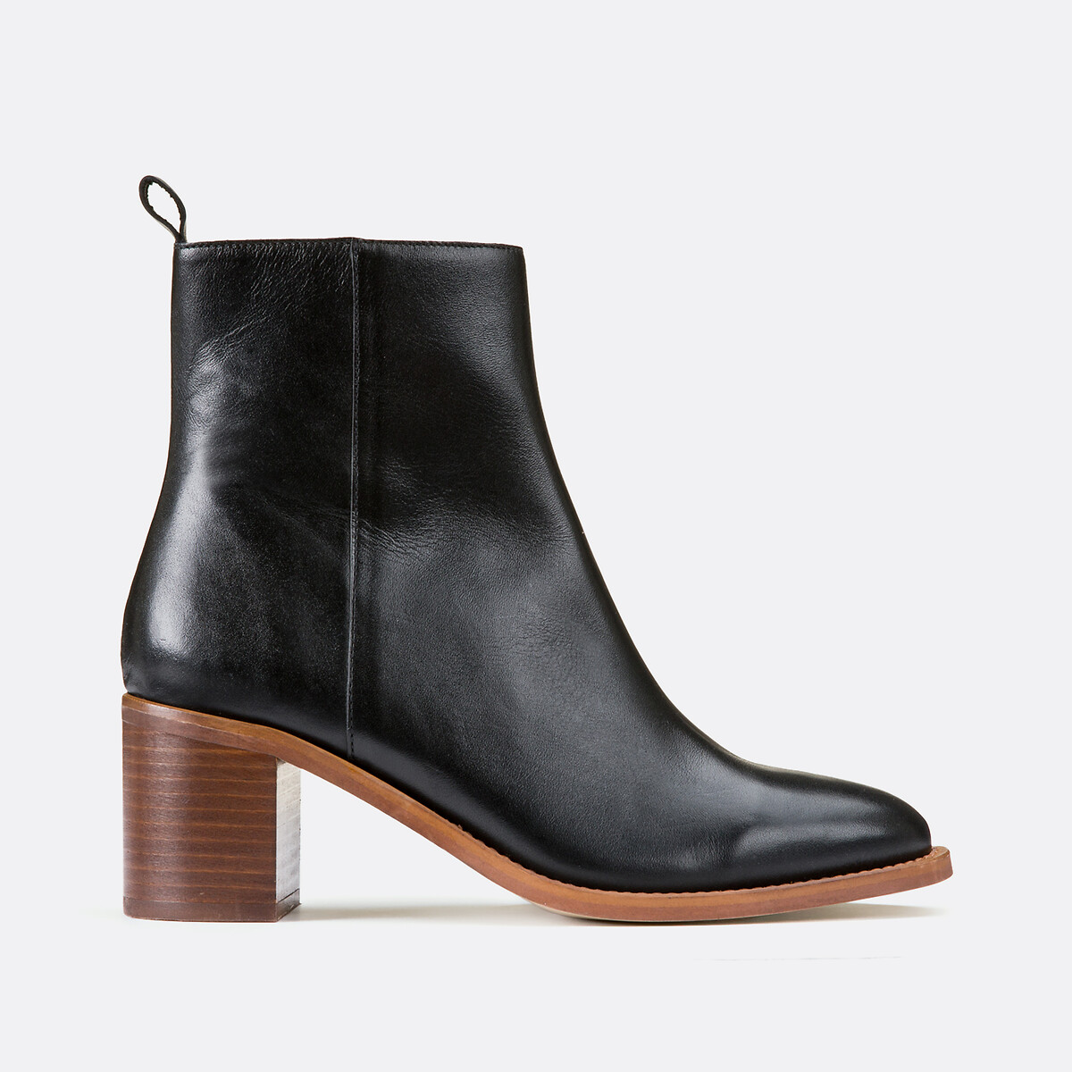 Boots à talon, en cuir lisse, Signature FAUSTINE noir, LA REDOUTE COLLECTIONS