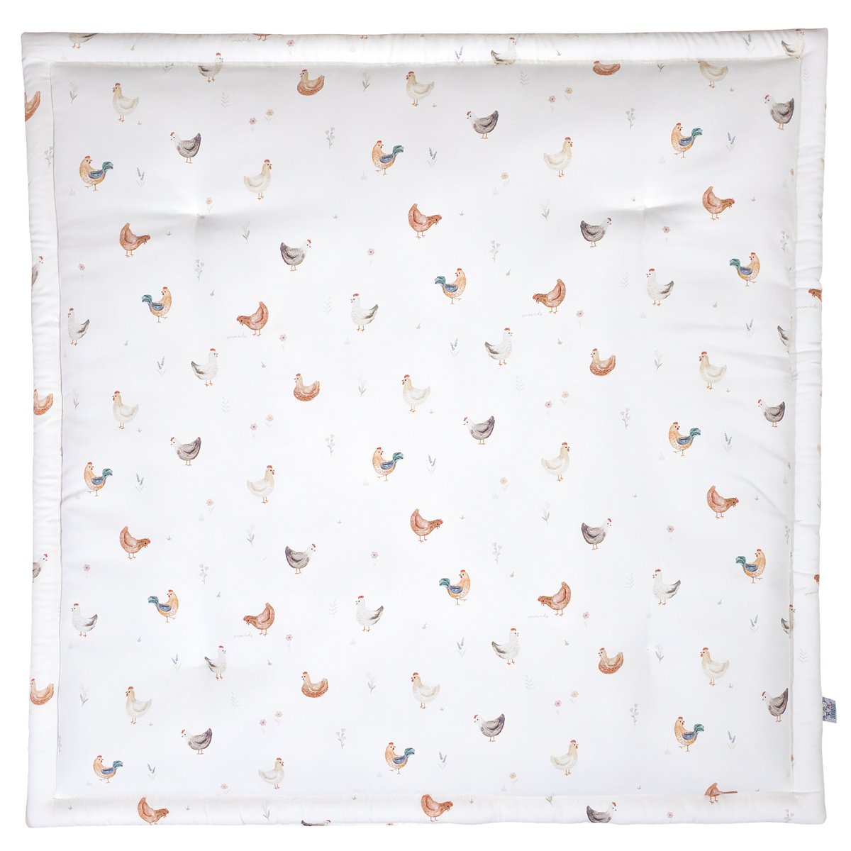 Tapis de parc tapis d'éveil réversible GALLINA écru – motif poules champêtre, SEVIRA KIDS