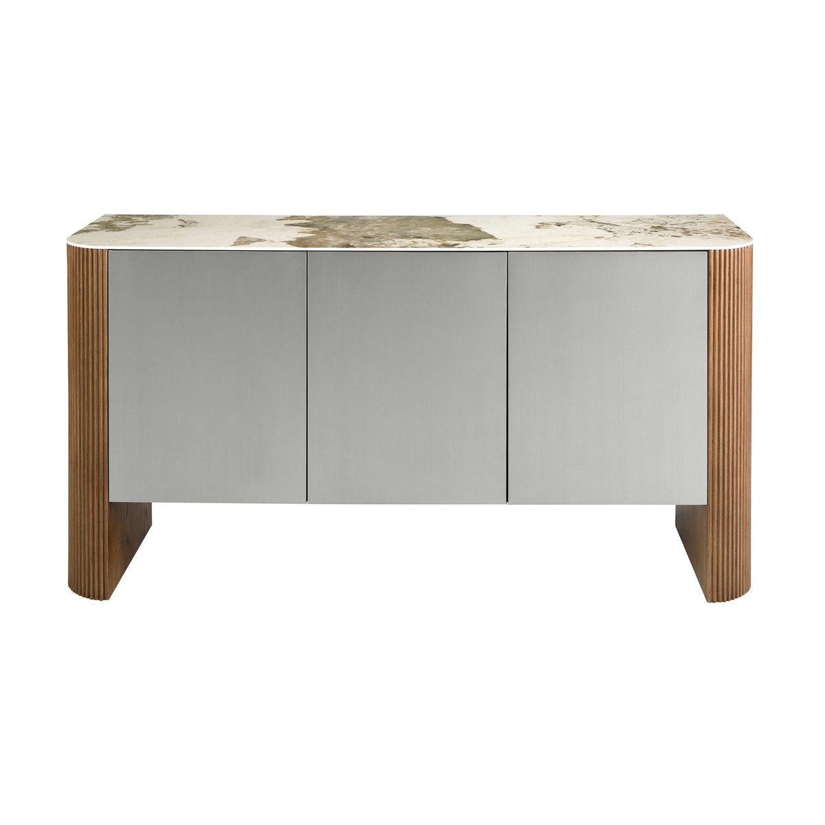 Buffet en bois argenté, noyer et plateau en marbre de porcelaine blanc | noyer | argent, ANGEL CERDA