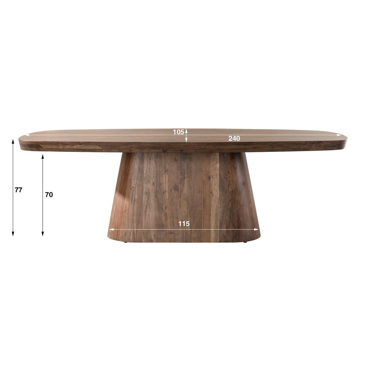 Table à manger bois foncé pied central 240 cm MYSORE bois naturel, PIER IMPORT