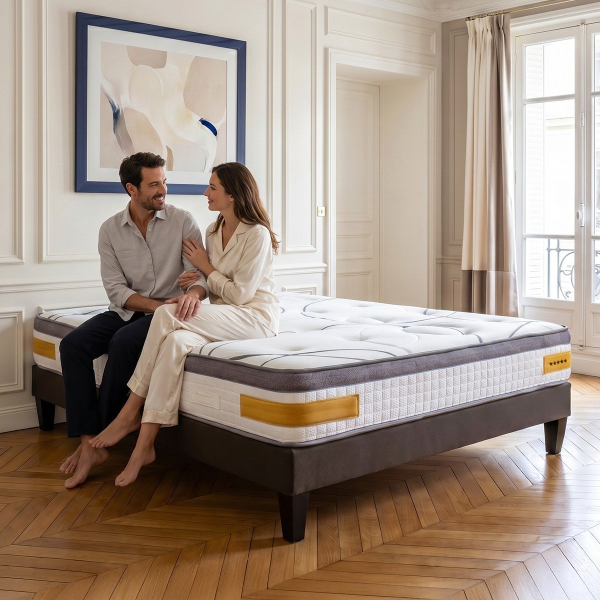 Matelas Mémoire de forme 24 cm COPENHAGUE - 200x200 cm blanc, BELLECOUR