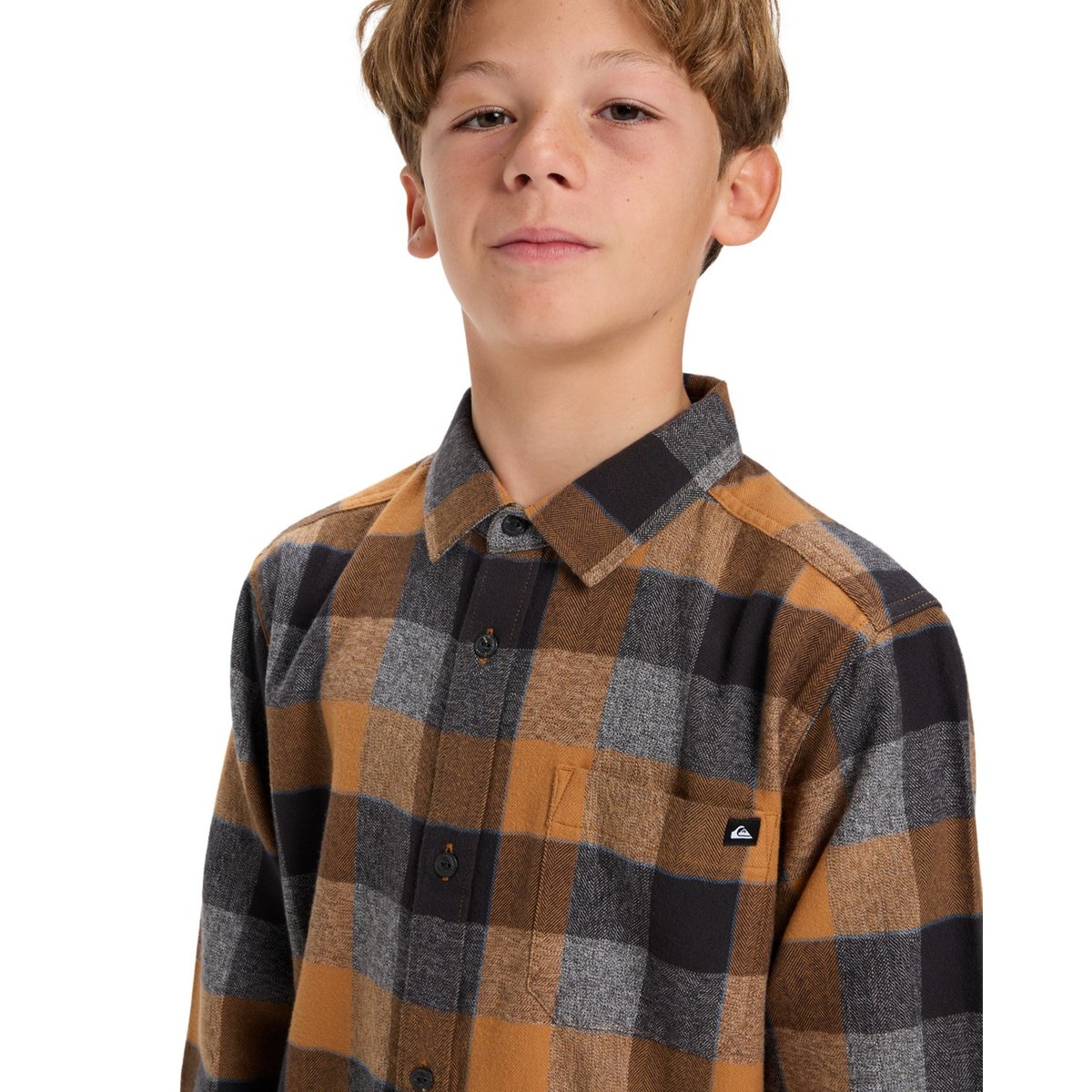 Chemise manches longues MOTHERFLY PLAID marron almond motherfly check, QUIKSILVER