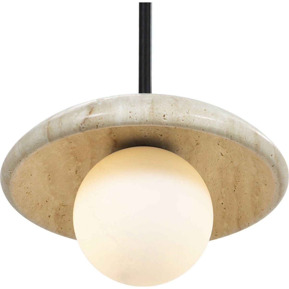 Lampe d'architecte en marbre travertin noir et crème, RECOLLECTION
