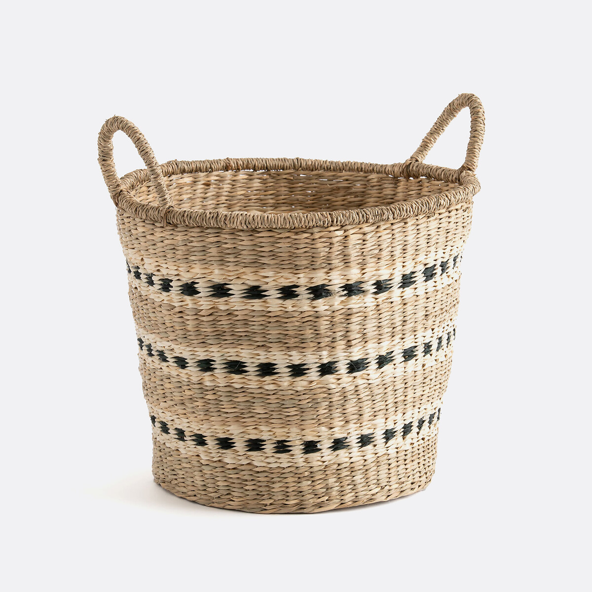 Panier rond en jonc de mer, Azzu naturel/noir, LA REDOUTE INTERIEURS