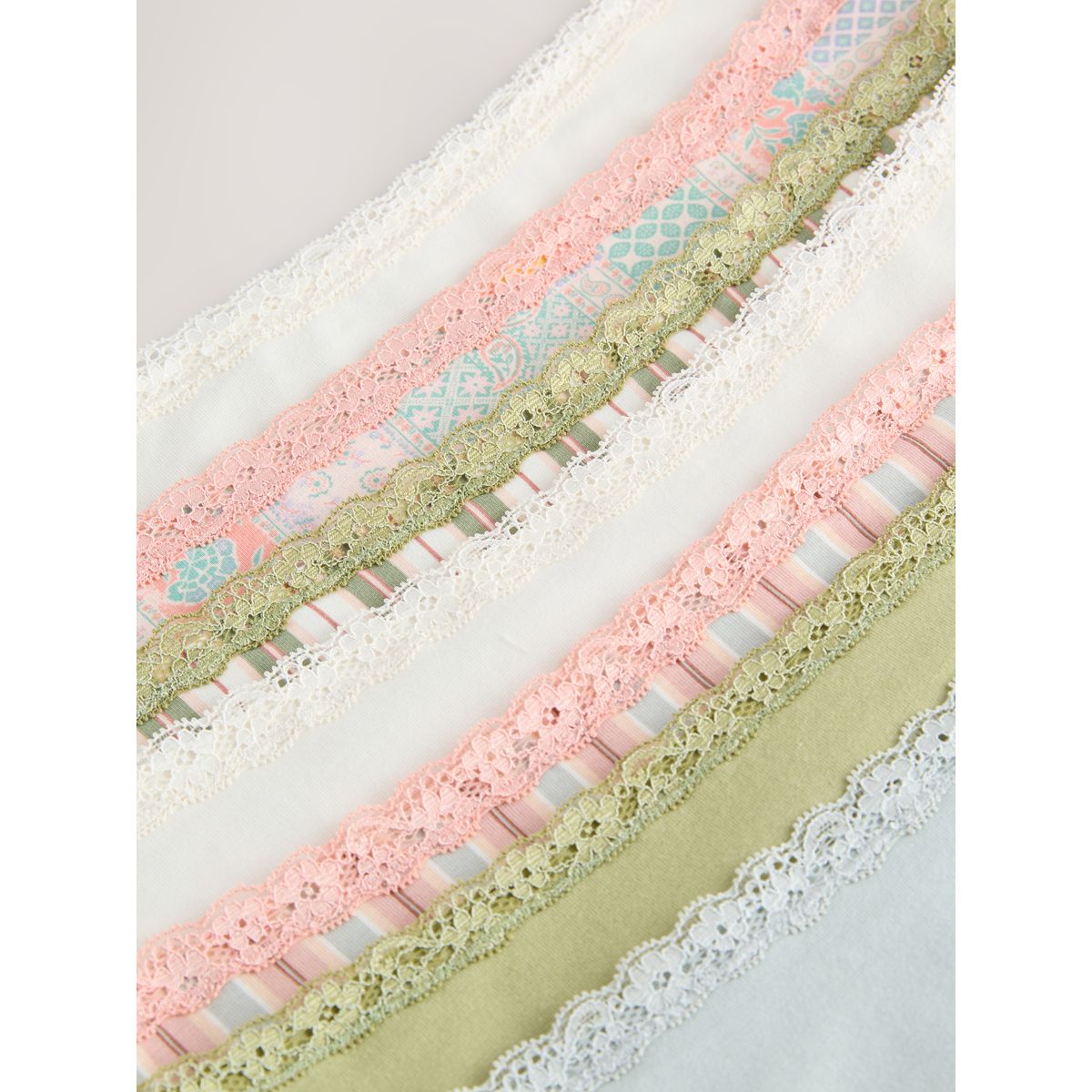 Culotte en dentelle et coton, lot de 7 rose/vert, NEXT
