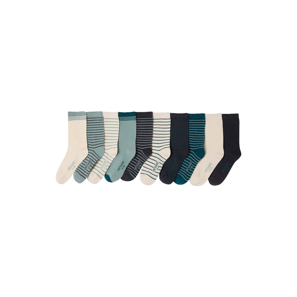 Lot de 10 paires de chaussettes Basics vert émeraude, VERTBAUDET