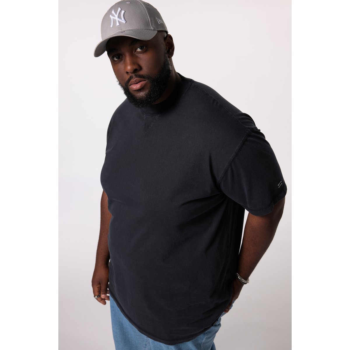 T-shirt oversize à manches courtes marine foncé, STHUGE