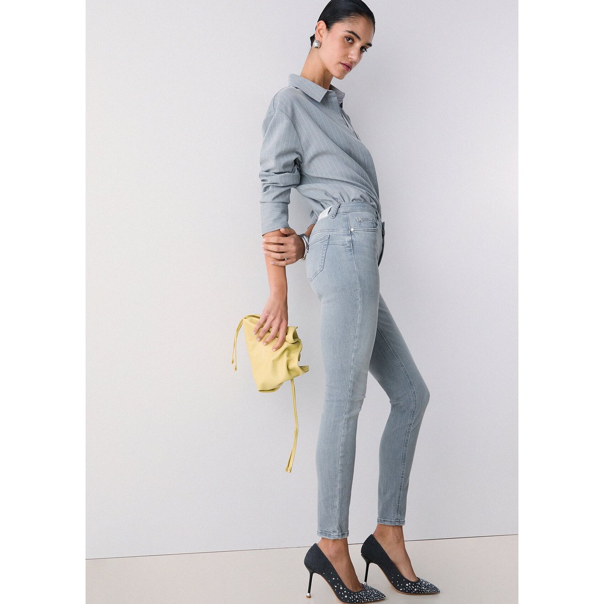 Jean skinny à taille haute denim gris, LIU JO