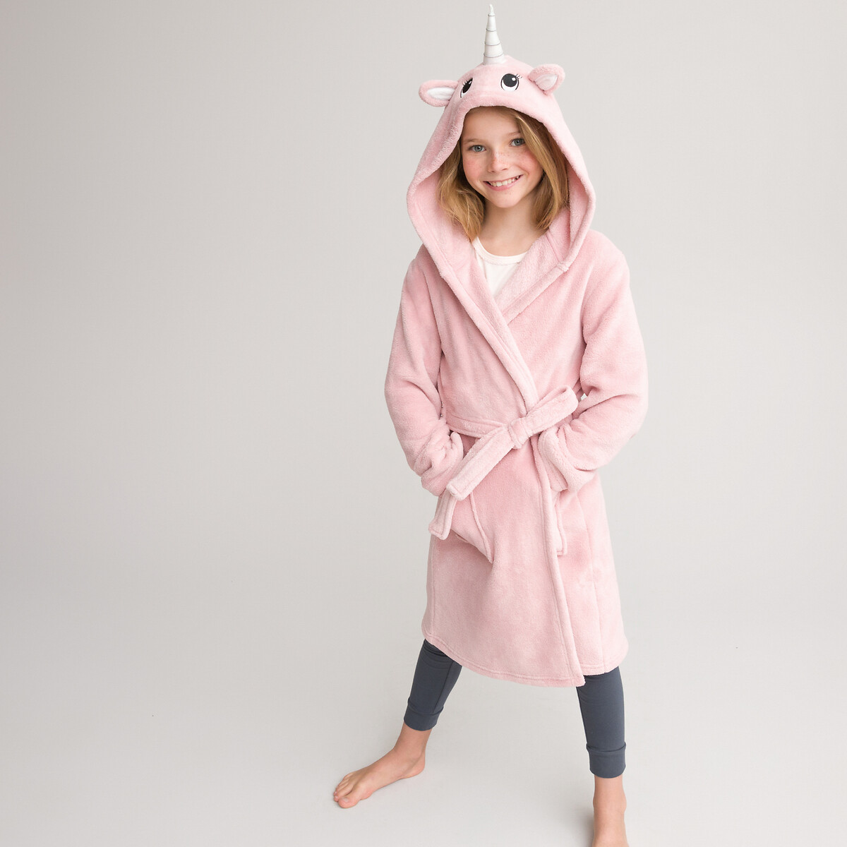 Robe de chambre à capuche licorne en polaire douce rose, LA REDOUTE COLLECTIONS