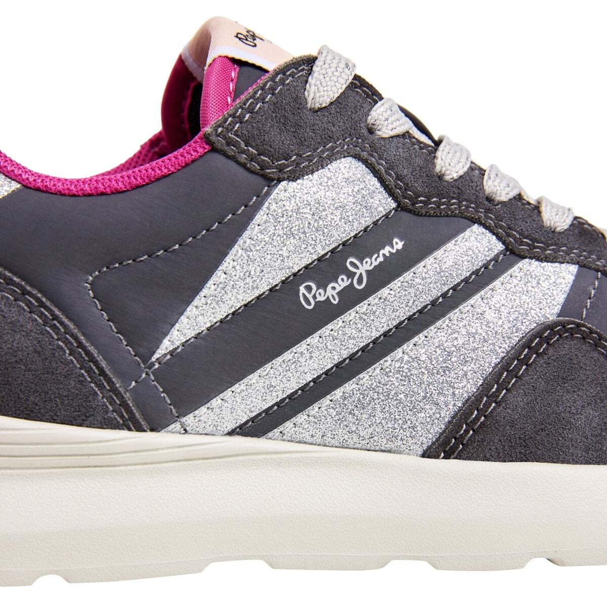 Baskets Avec Détails Paillettés gris foncé, PEPE JEANS