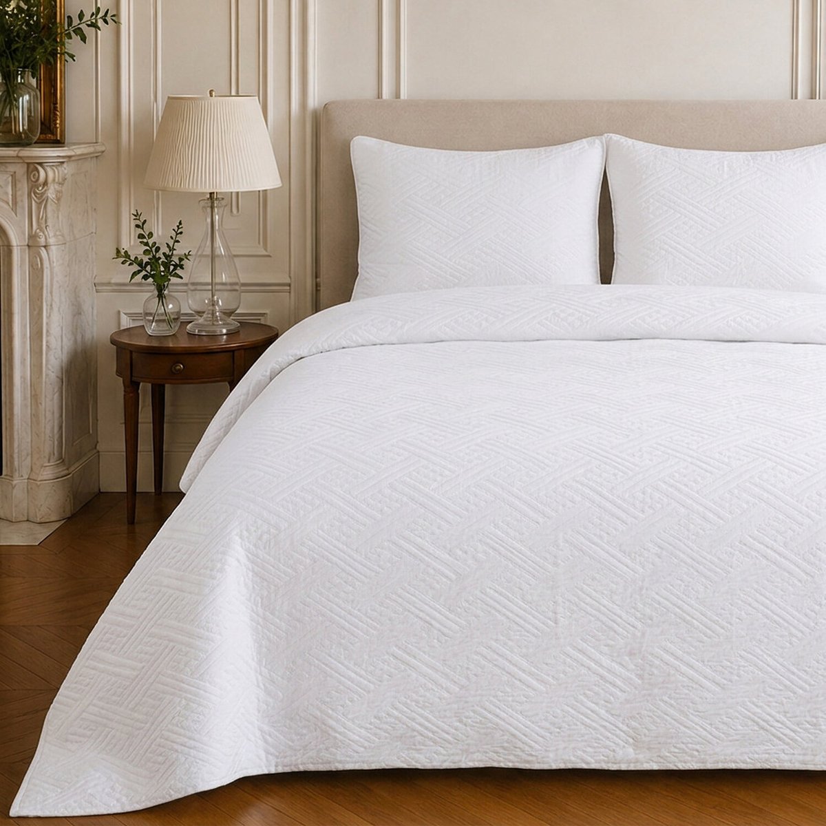 Parure de lit en polyester bicolore terracotta, NAZIM blanc, C DESIGN HOME TEXTILE