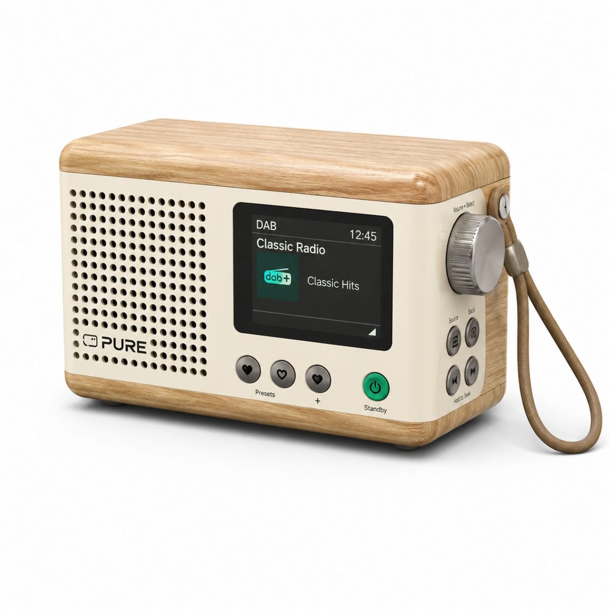 Radio DAB Classic Mini Cotton White/Oak couleur unique, PURE