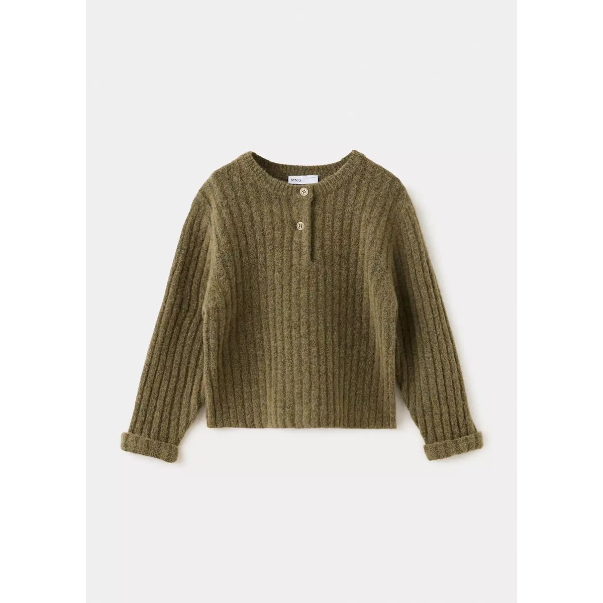 Pull-over maille détail boutons kaki, MANGO BABY
