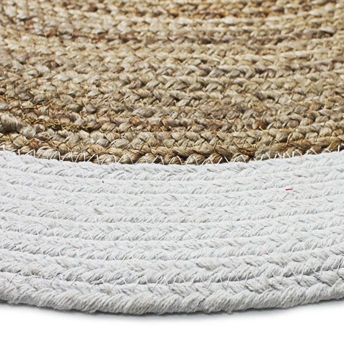 Tapis rond en jute et coton FUNNY JUTE blanc, THE DECO FACTORY