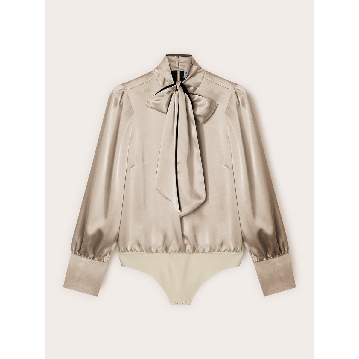 Blouse body en satin avec nœud au cou gris, MOTIVI