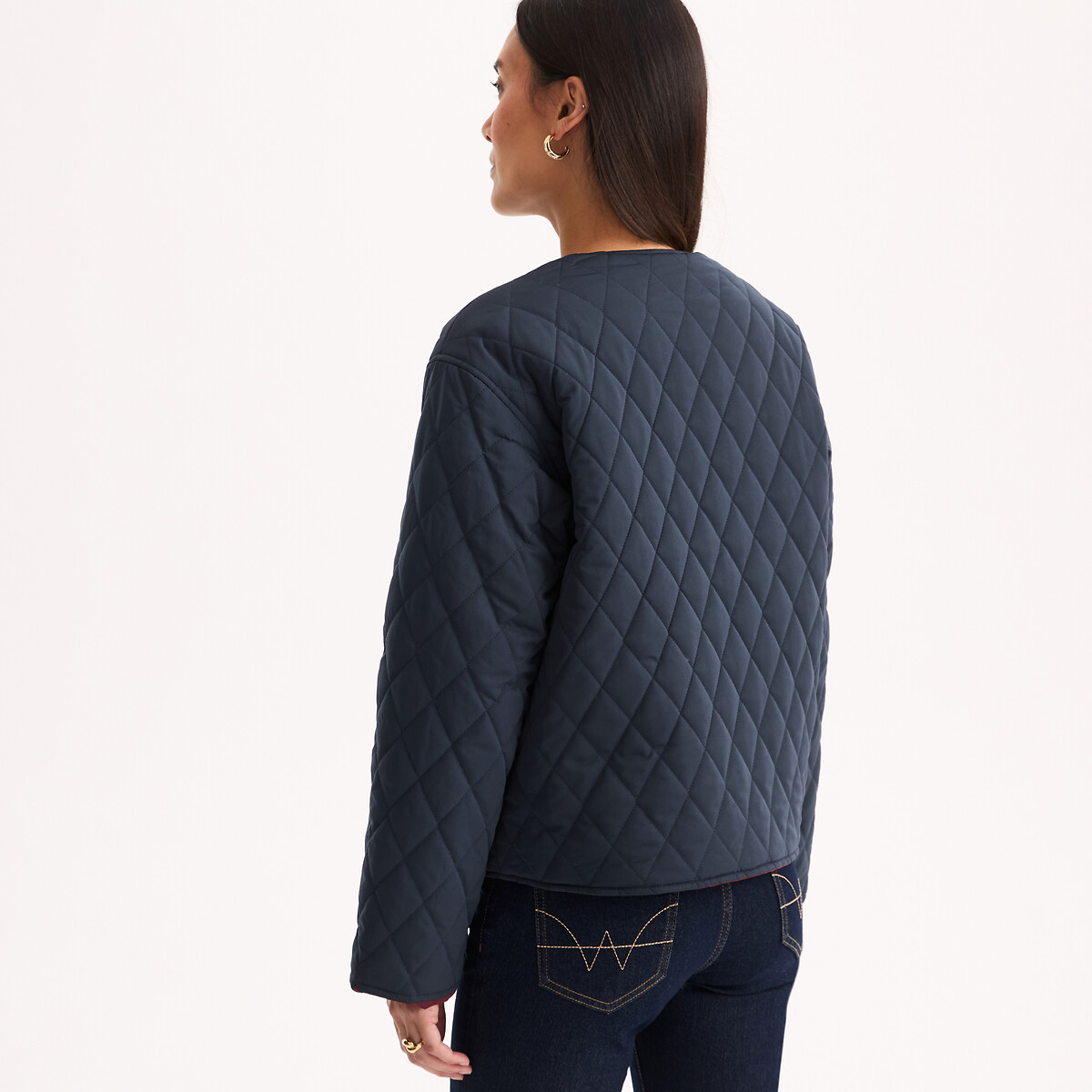 Doudoune courte zippée réversible bleu marine/bordeaux, ANNE WEYBURN