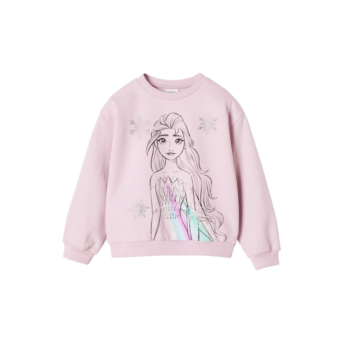 Sweat Reine des neiges Elsa glitter lilas poudré, VERTBAUDET