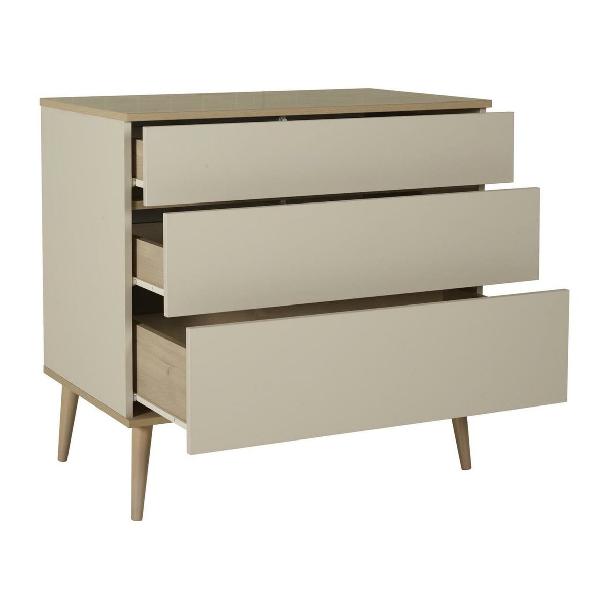 Commode 3 tiroirs beige flow, QUAX