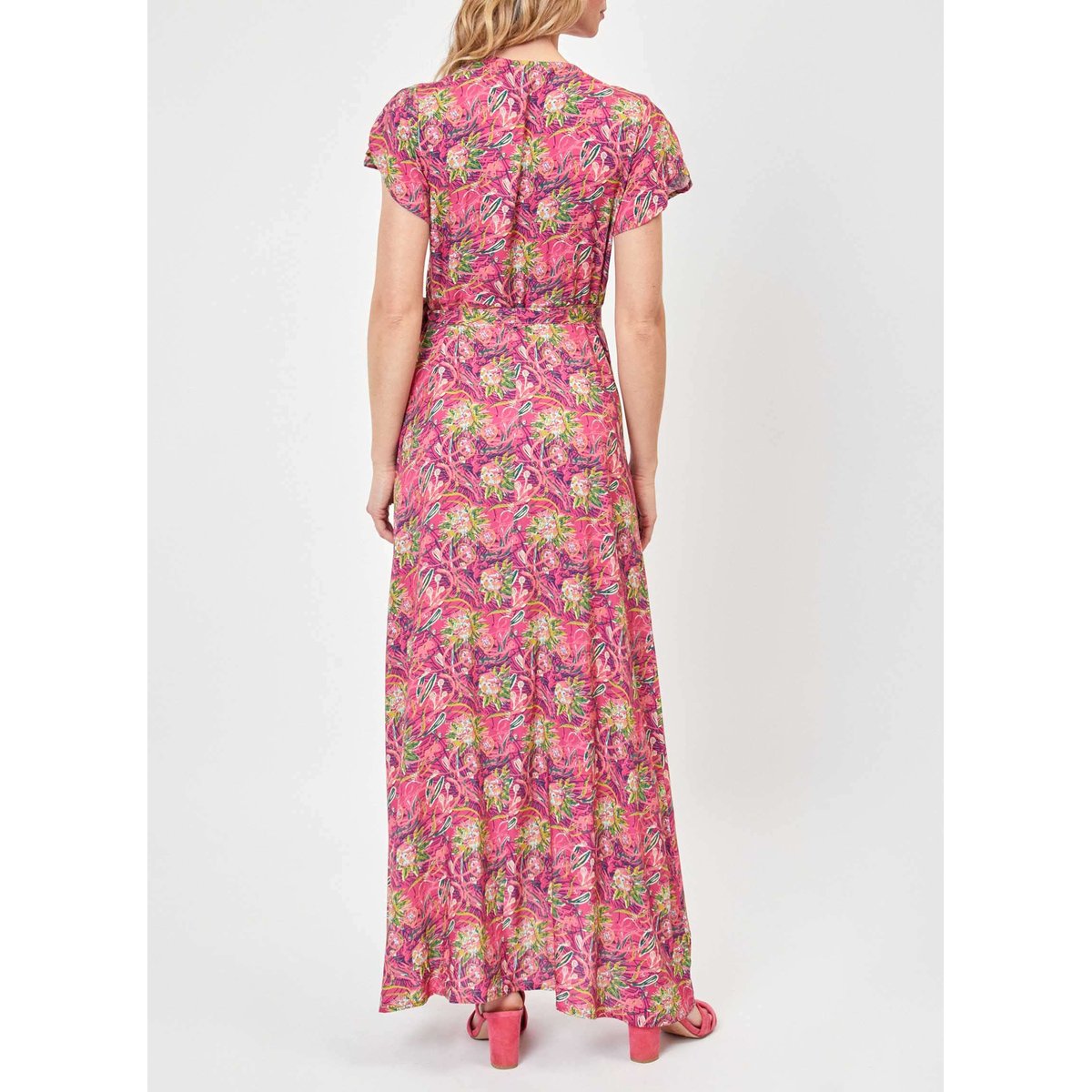Robe longue cache-coeur ecovero ELEZA rose violet, LA FIANCÉE