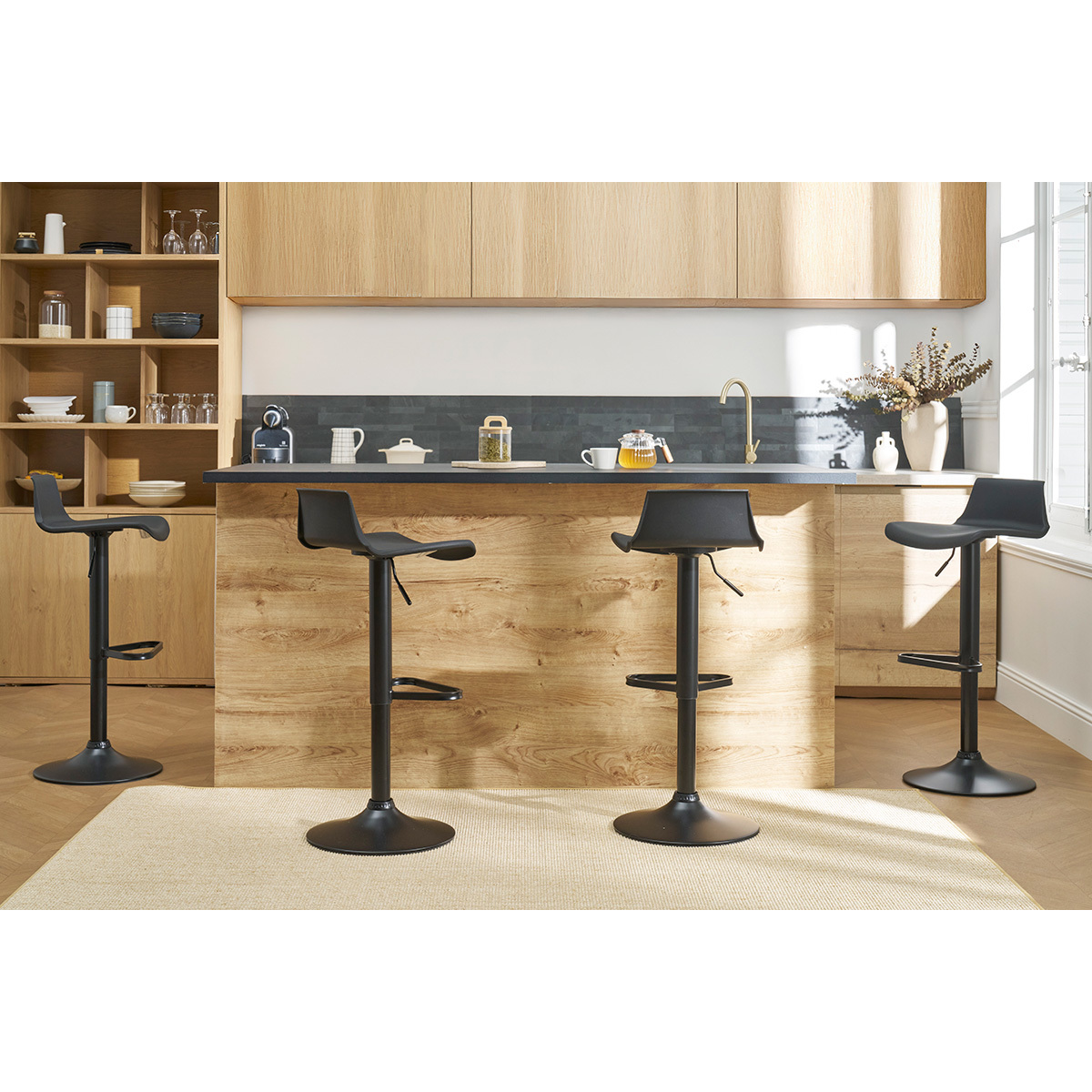 Tabourets de bar réglables 360° (lot de 2) KRONOS blanc, MILIBOO
